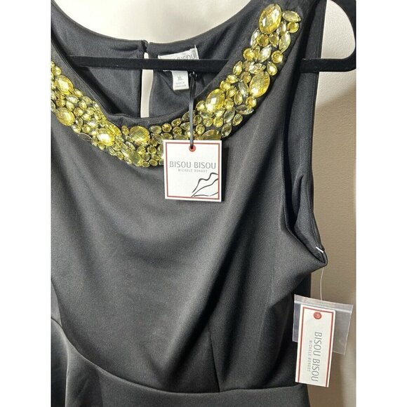 Bijou Bisou Black Yellow Gems Sleeveless Tank Top Formal Business Size XL NWT - Picture 10 of 11
